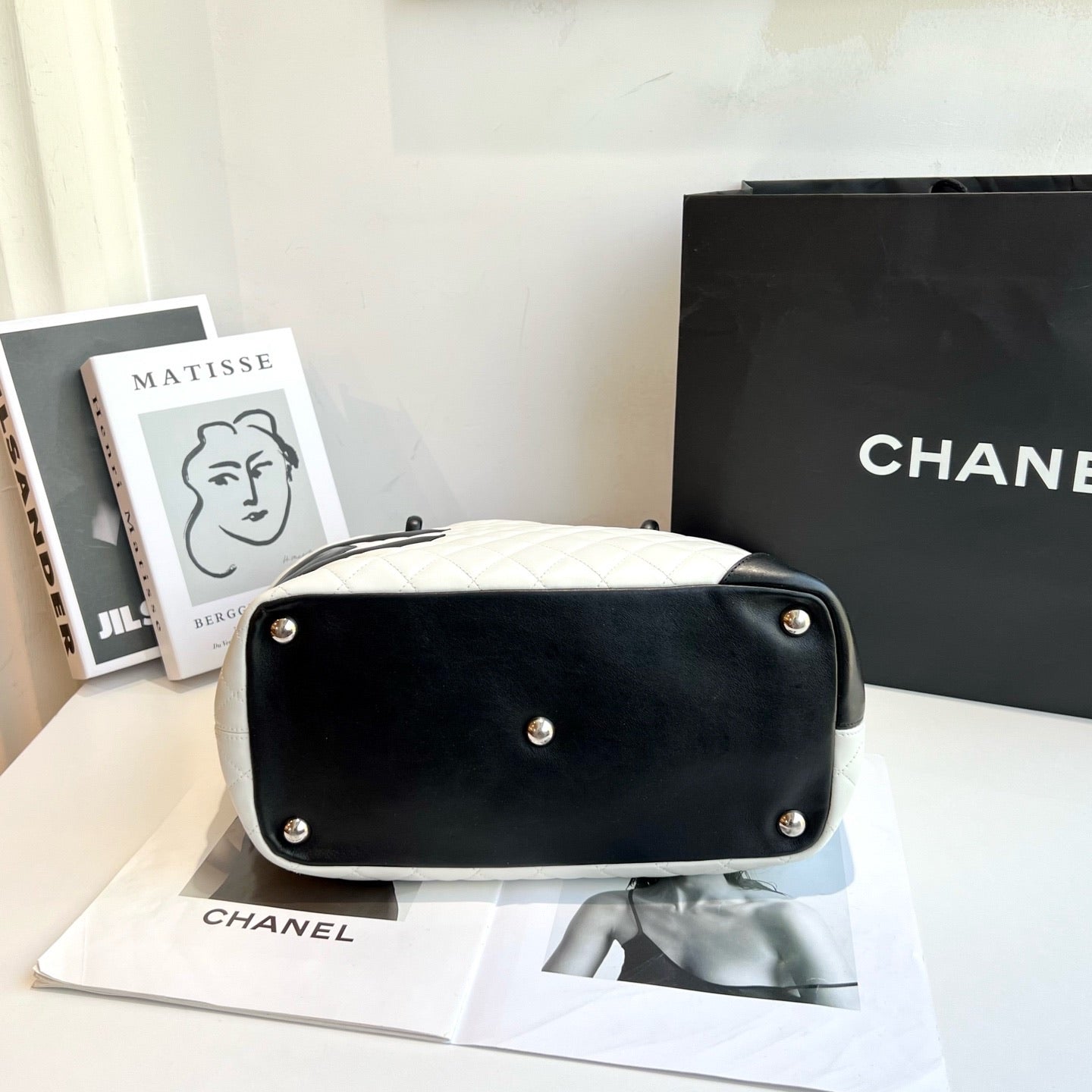 Chanel Cambon Ligne Quilted Tote – White & Black
