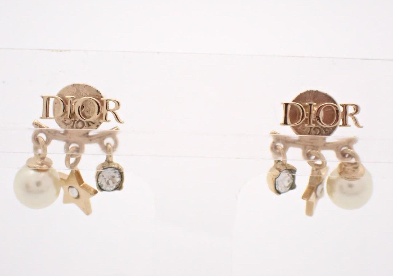 Vintage Dior “Revolution” Double Pearl Star Charm Earrings