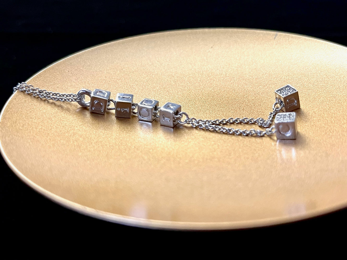 Dior Vintage Silver-Tone Geometric Crystal Tassel Necklace