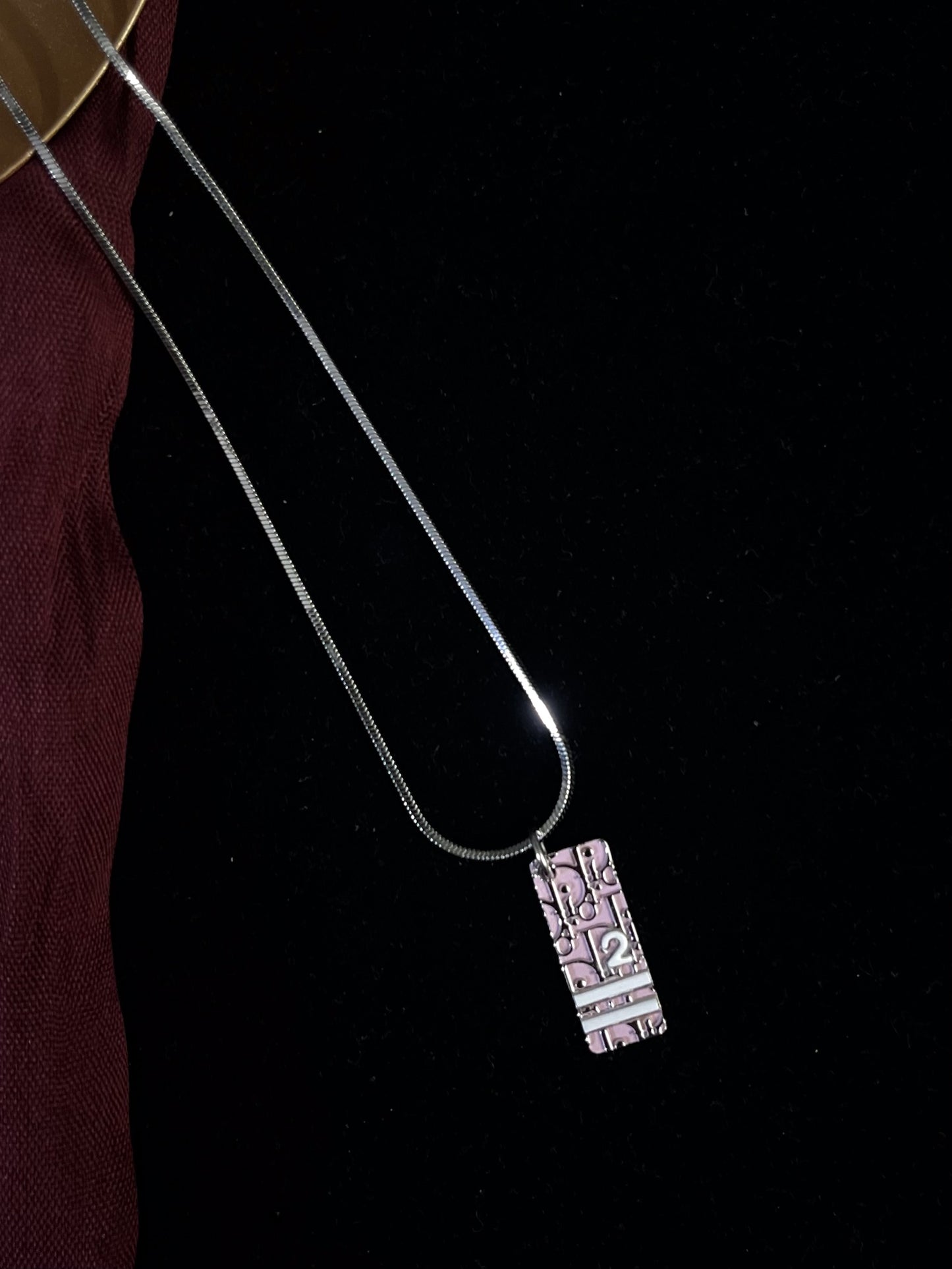 Vintage Dior Rasafari Collection Pink “No. 2” Sports Tag Necklace