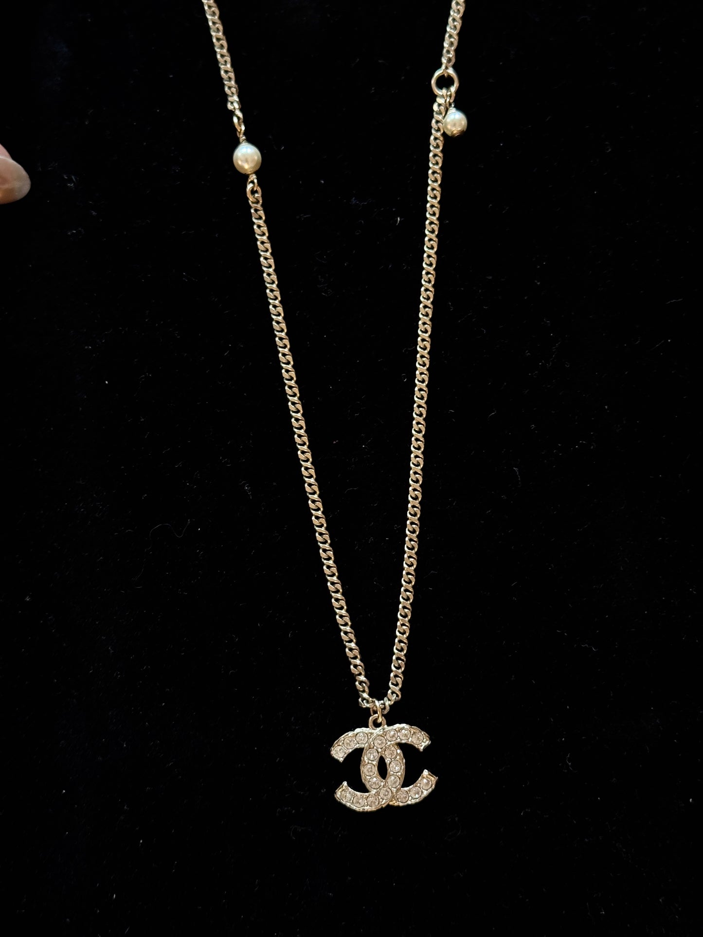 Chanel Gold CC Crystal and Pearls Adjustable Necklace
