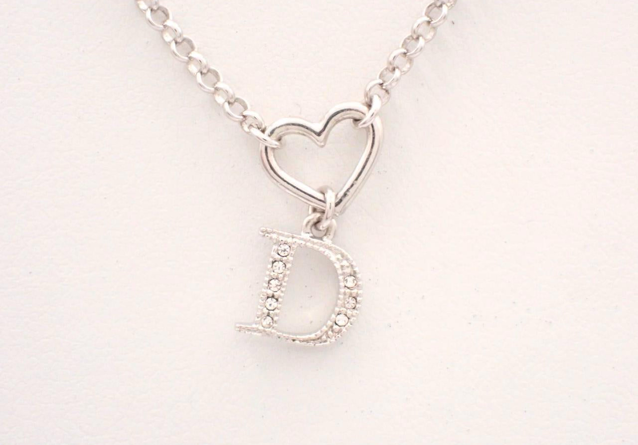 Dior Crystal D Heart Pendant Necklace