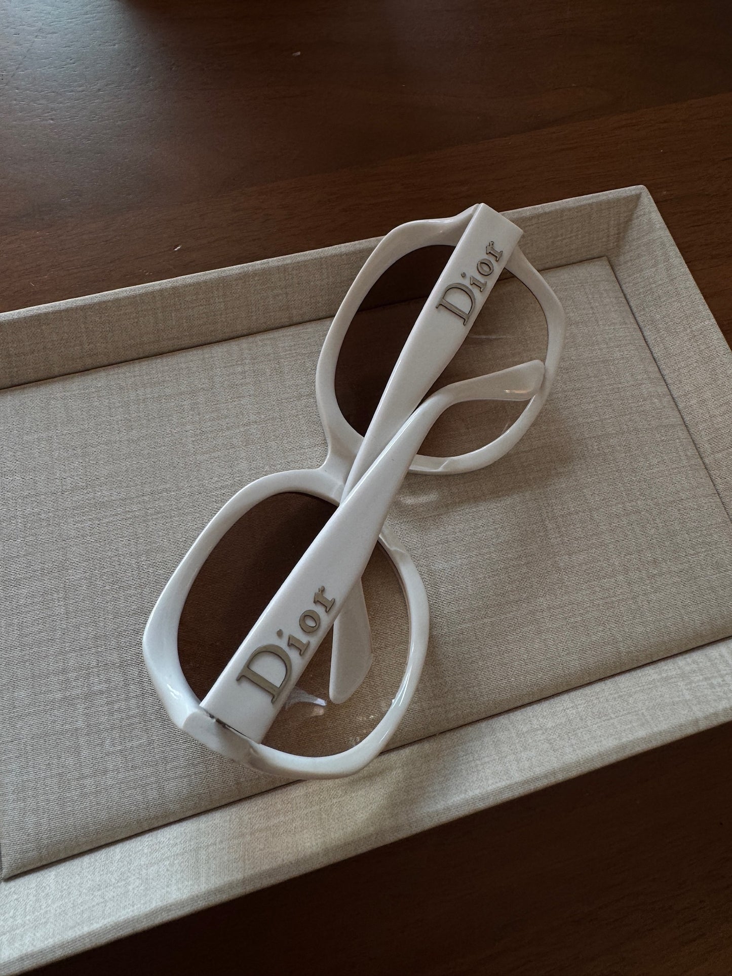 Dior White Oversized Logo Gradiant Sunglasses