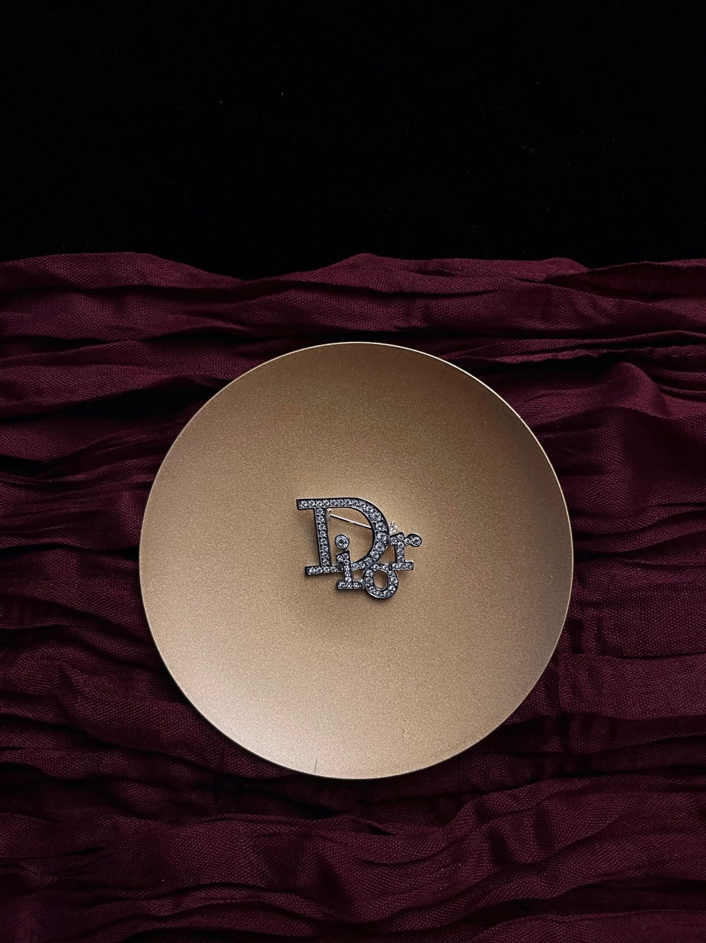 Vintage Dior Silver Crystal Logo Brooch