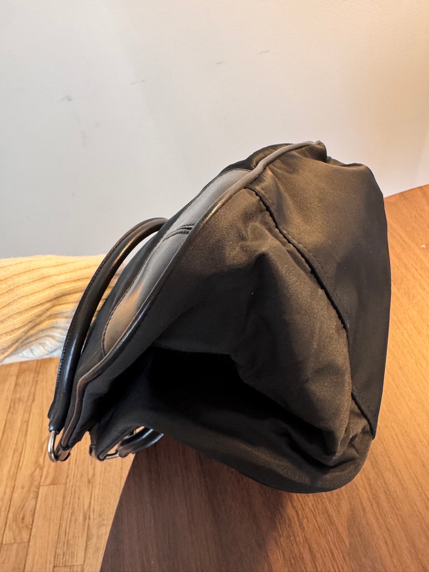 Prada Vintage Black Nylon Shoulder Bag (Classic Hobo)