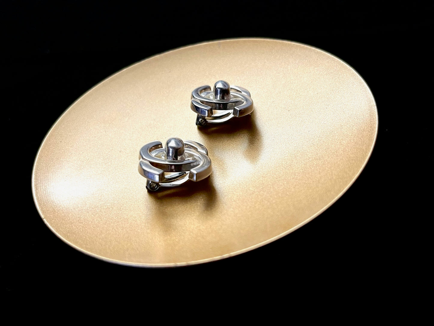 Chanel 1996 Silver-Tone Satchel Buckle Clip-On Earrings