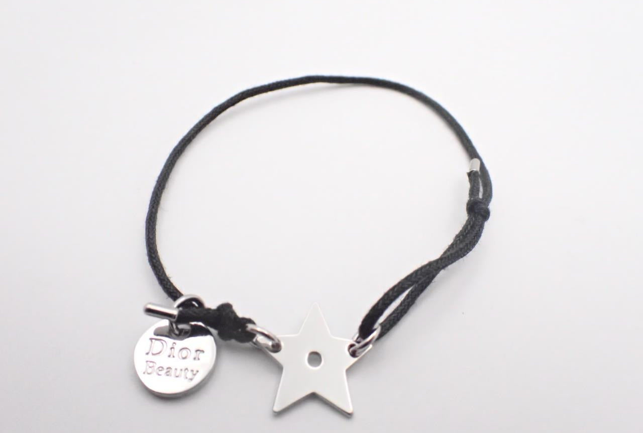 Dior Adjustable Cord Bracelet Set – Black Star & Pink Hand Charm