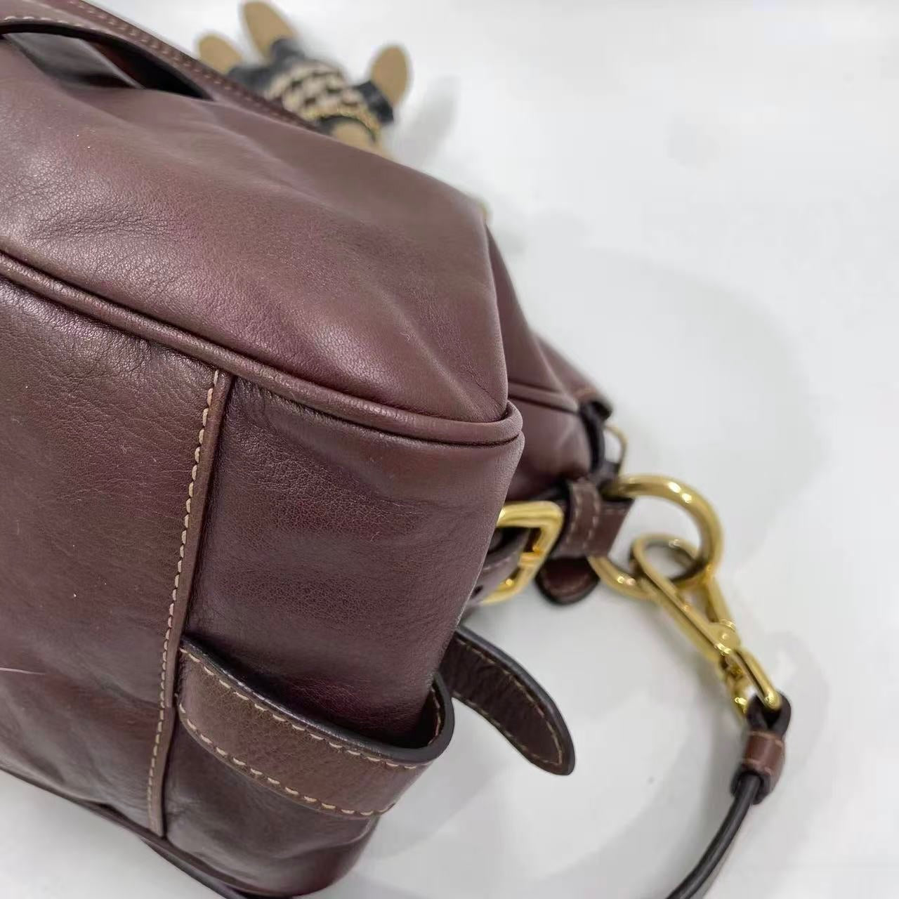 Prada Leather Top Handle Satchel – Dark Brown