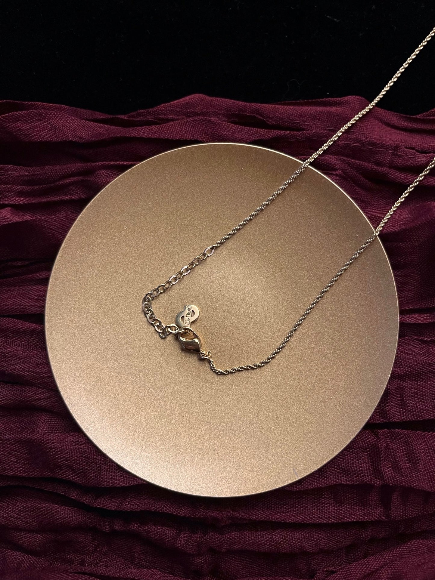 Vintage Dior 1990s Platinum-Tone Braided Jade Disc Necklace