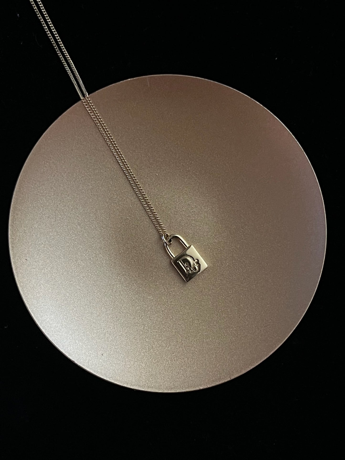 Vintage Dior Gold Padlock Pendant Necklace
