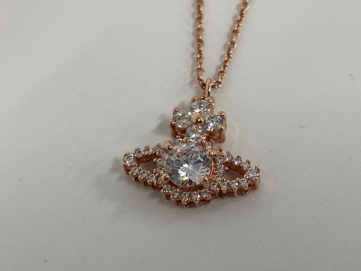 Vintage Vivienne Westwood Rose Gold-Tone Pavé Orb Necklace