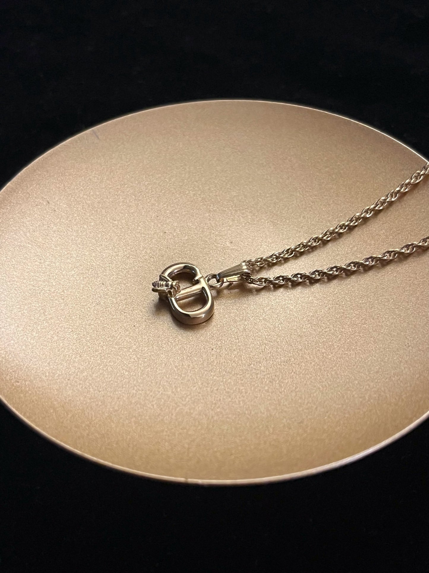 Vintage Dior Gold CD Logo Bee Charm Necklace