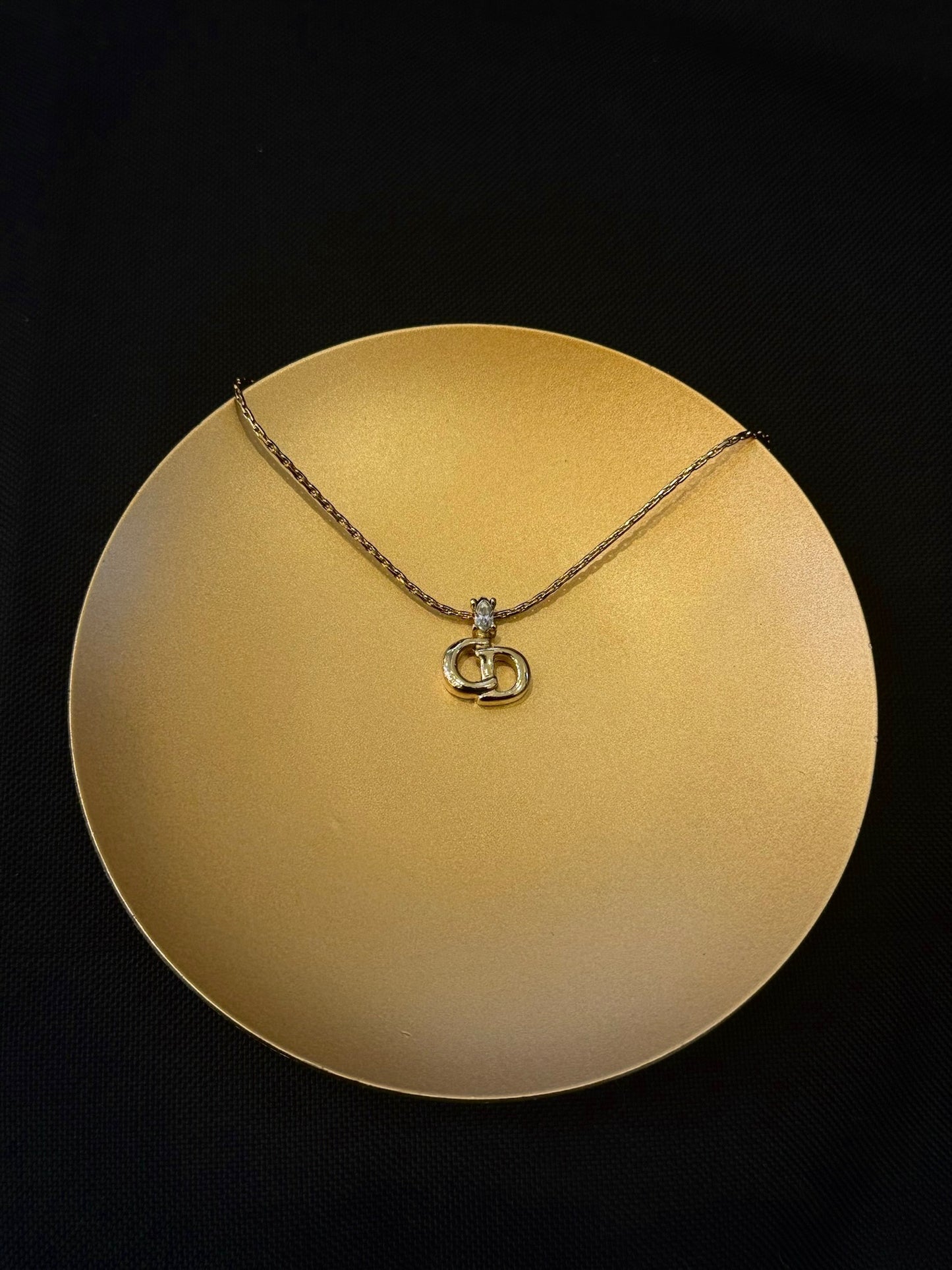 Vintage Dior Classic Gold CD Crown Necklace