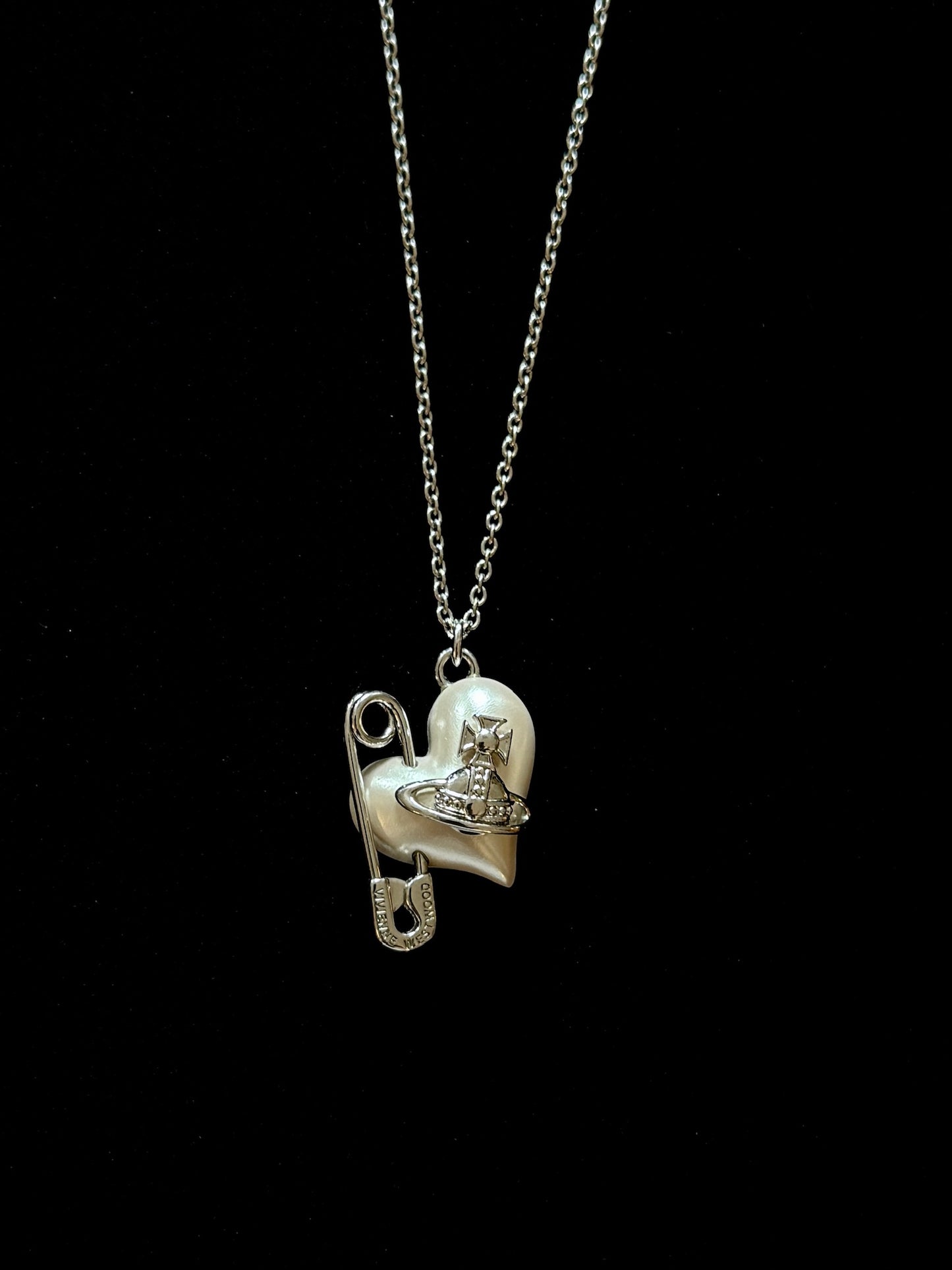 Vivienne Westwood Heart Safety Pin Orb Necklace