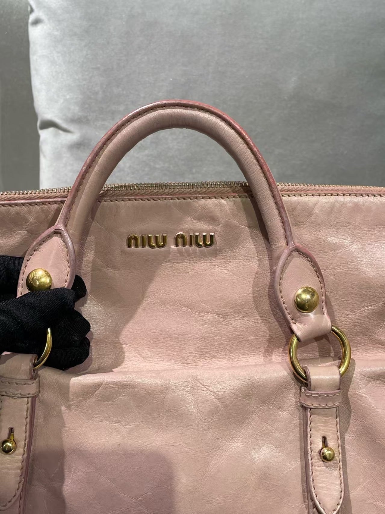 Miu Miu Vitello Lux Bow Satchel – Pink