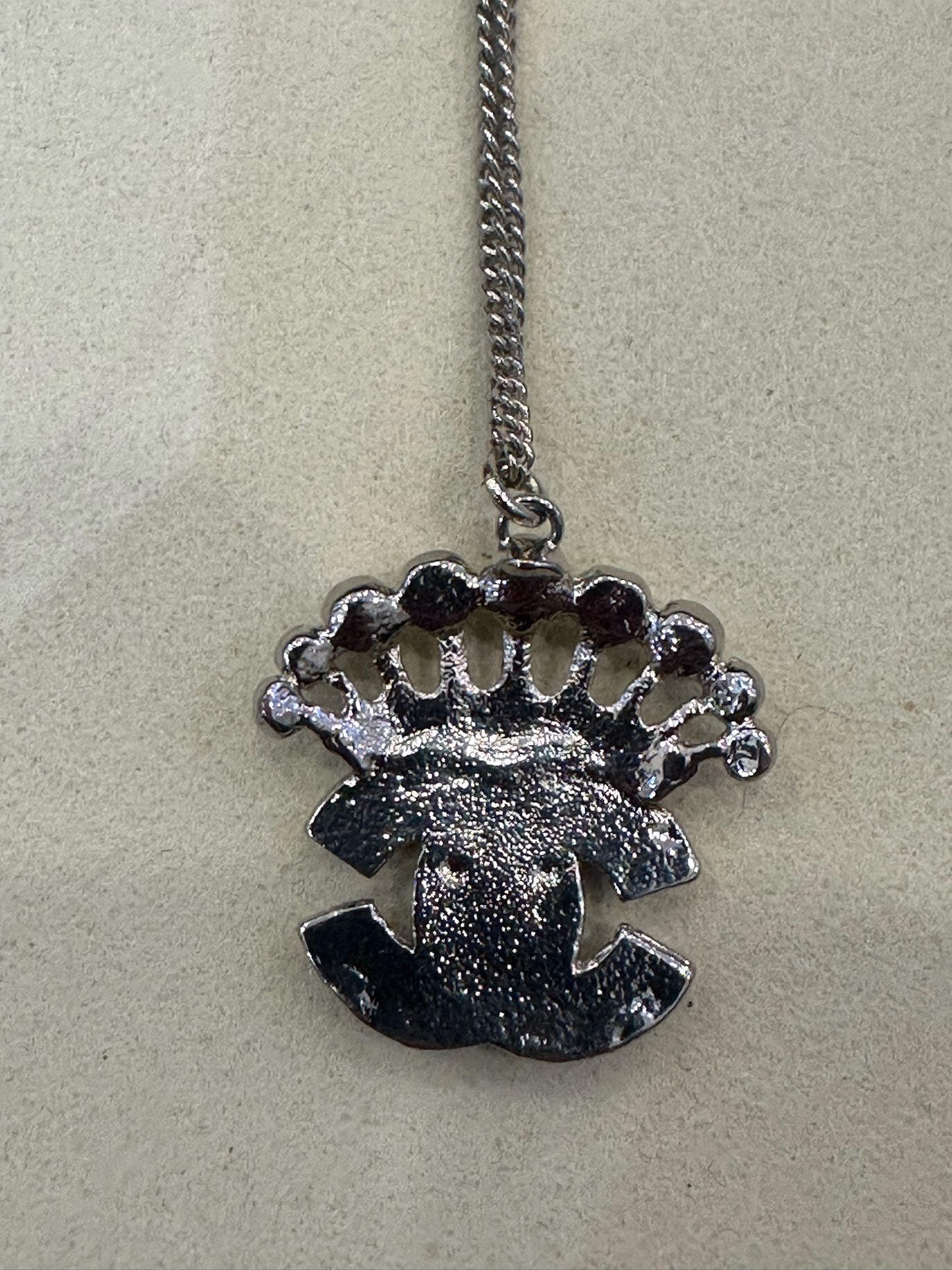 Vintage Chanel 2008 Pink Crystal CC Adjustable Sweater Necklace