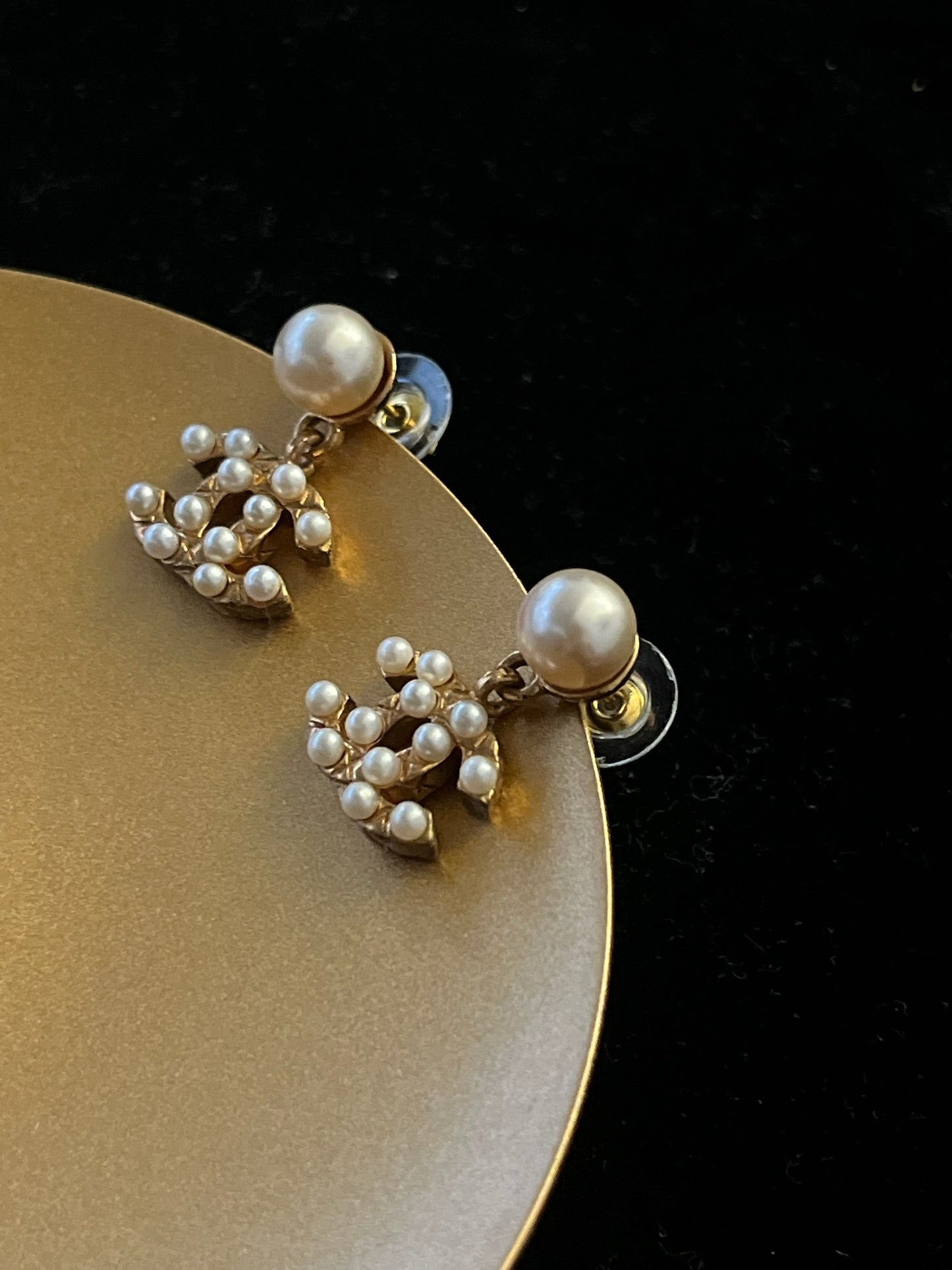 Chanel 2002 Gold-Plated Pearl Stud Earrings