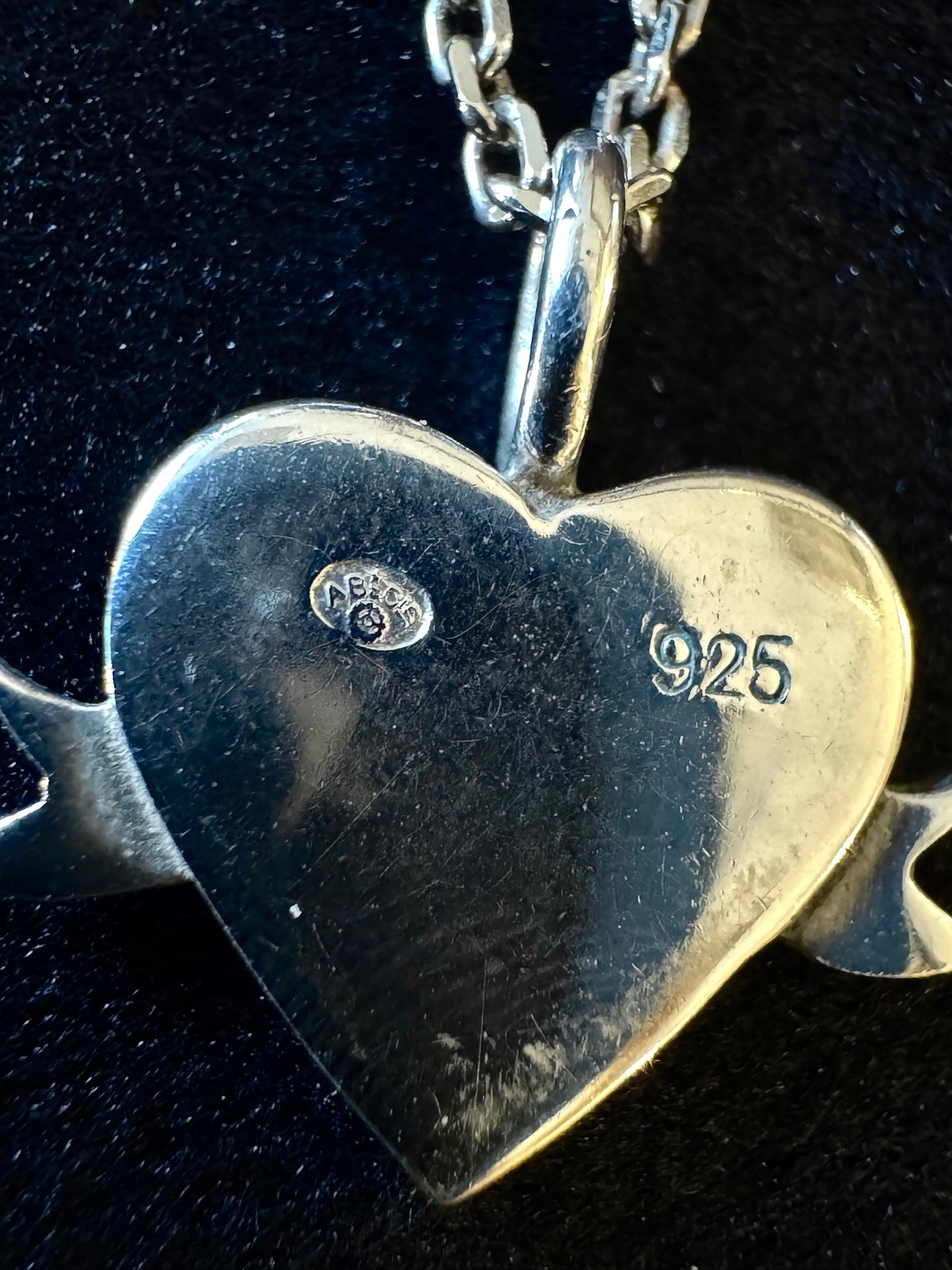 Dior Vintage Blue Enamel Heart Logo Pendant Necklace
