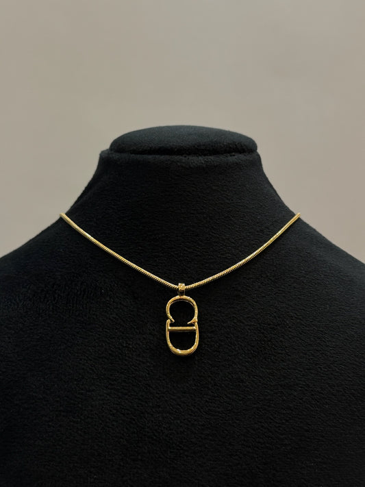 Vintage Dior Gold-Tone Logo Pendant Necklace