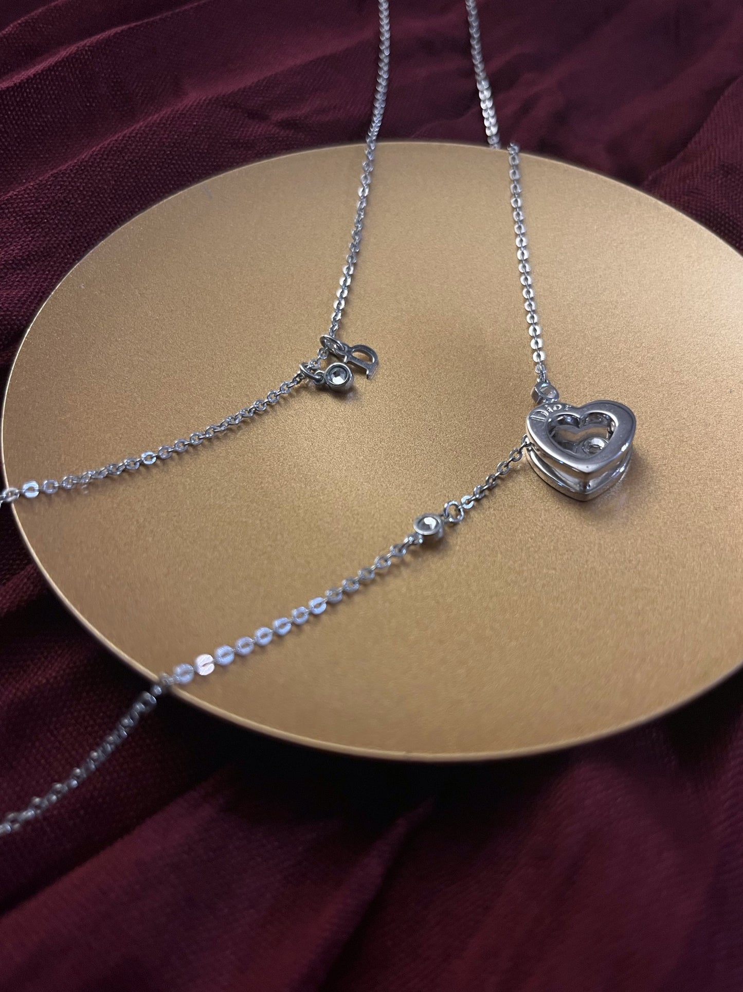 Vintage Dior Double-Layer Open Heart Necklace
