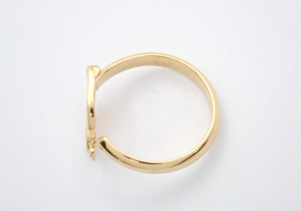 Vintage Dior Gold-Tone “D” Charm Ring with Crystal Accent