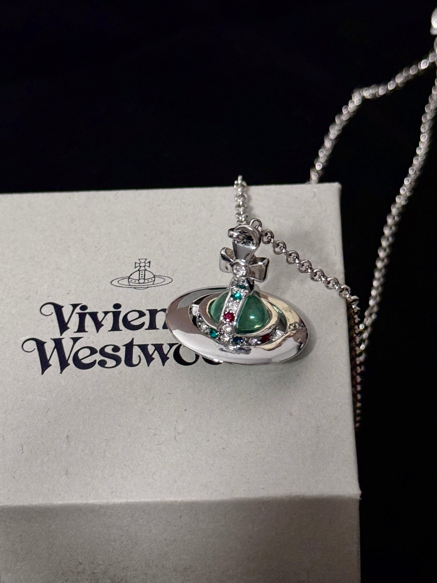 Vivienne Westwood Mint Color Silver Chain Orb