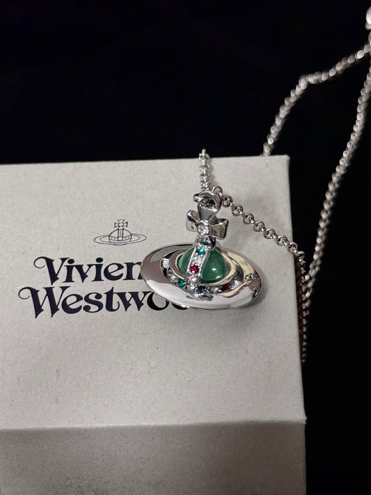 Vivienne Westwood Mint Color Silver Chain Orb