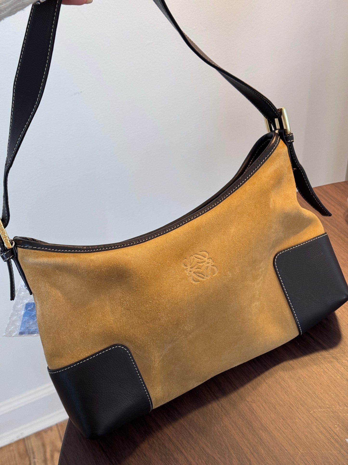 Loewe Vintage Suede & Leather Shoulder Bag