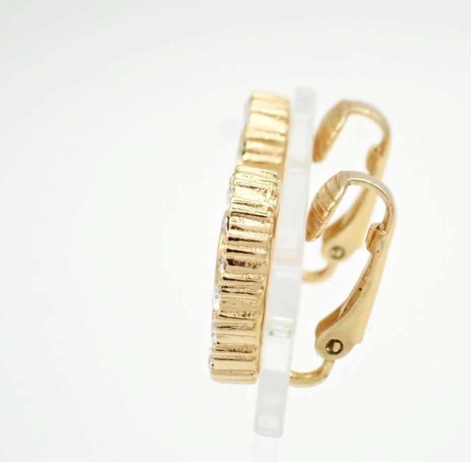 Vintage Dior Gold Pavé CD Logo Ear Clips