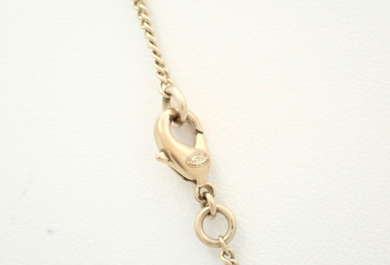 Chanel 2014 Pink& Purple Crystal Princess Diana Double C Sweater Chain Necklace
