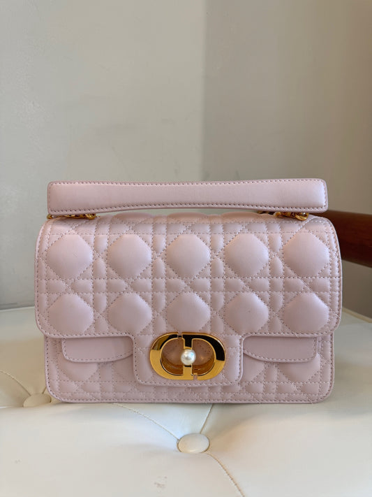Dior Pink Cannage Quilted Top Handle Bag