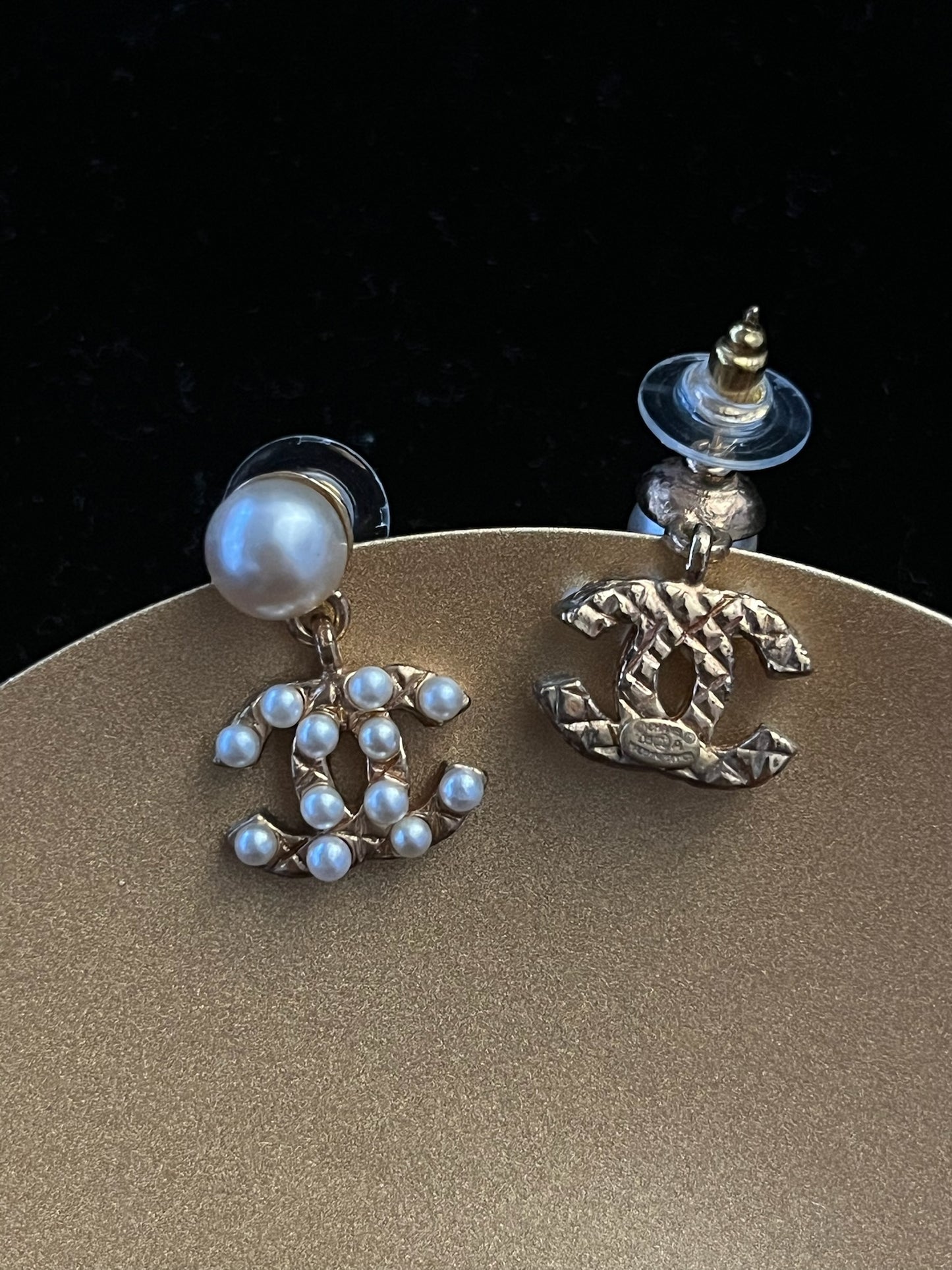 Chanel 2002 Gold-Plated Pearl Stud Earrings