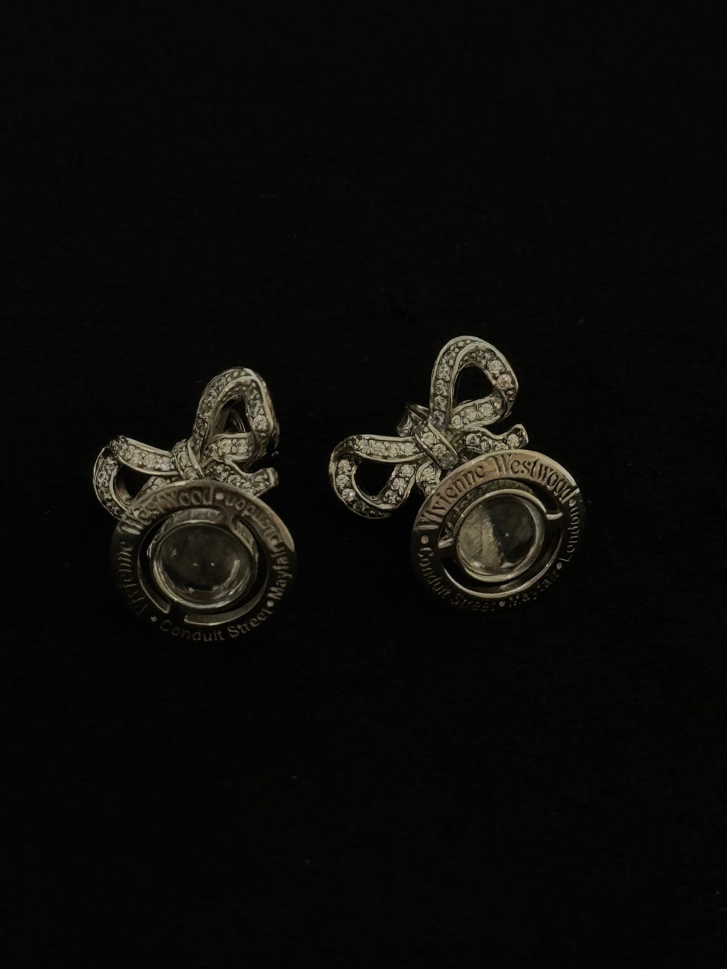 Vivienne Westwood Crystal Bow Orb Pearl Drop Earrings