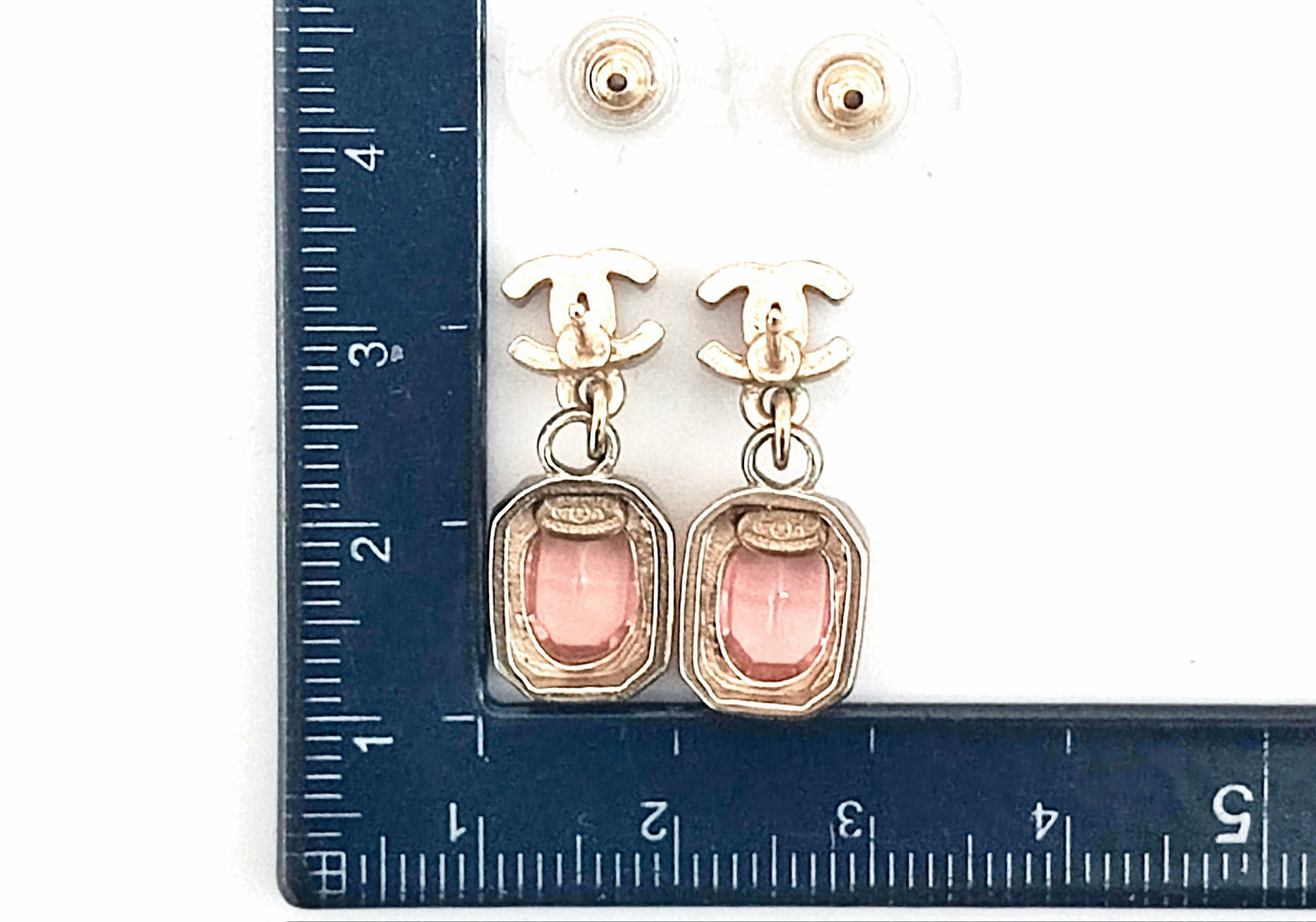Chanel 2007 Pink Crystal CC Drop Earrings