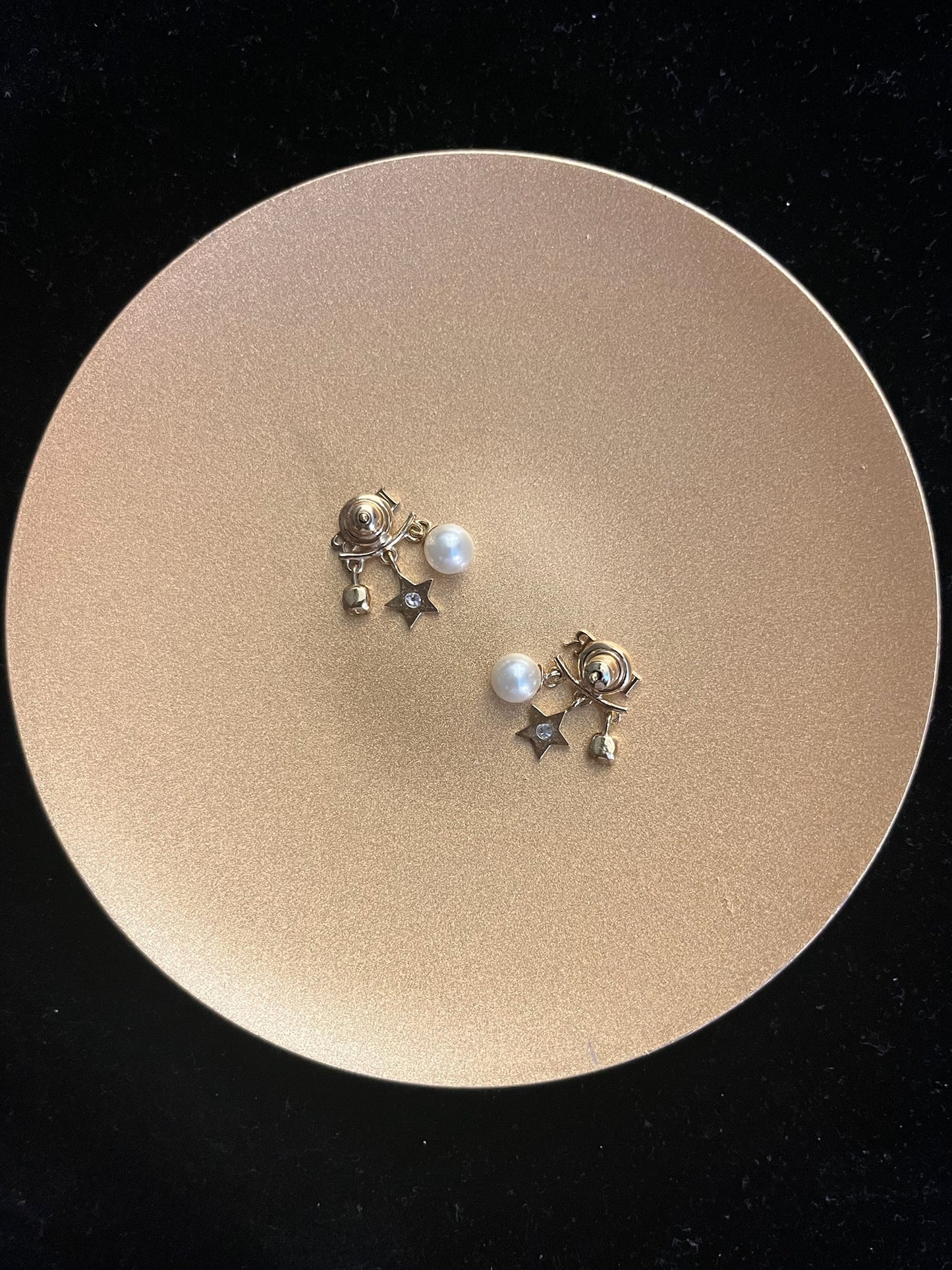 Vintage Dior “Revolution” Double Pearl Star Charm Earrings
