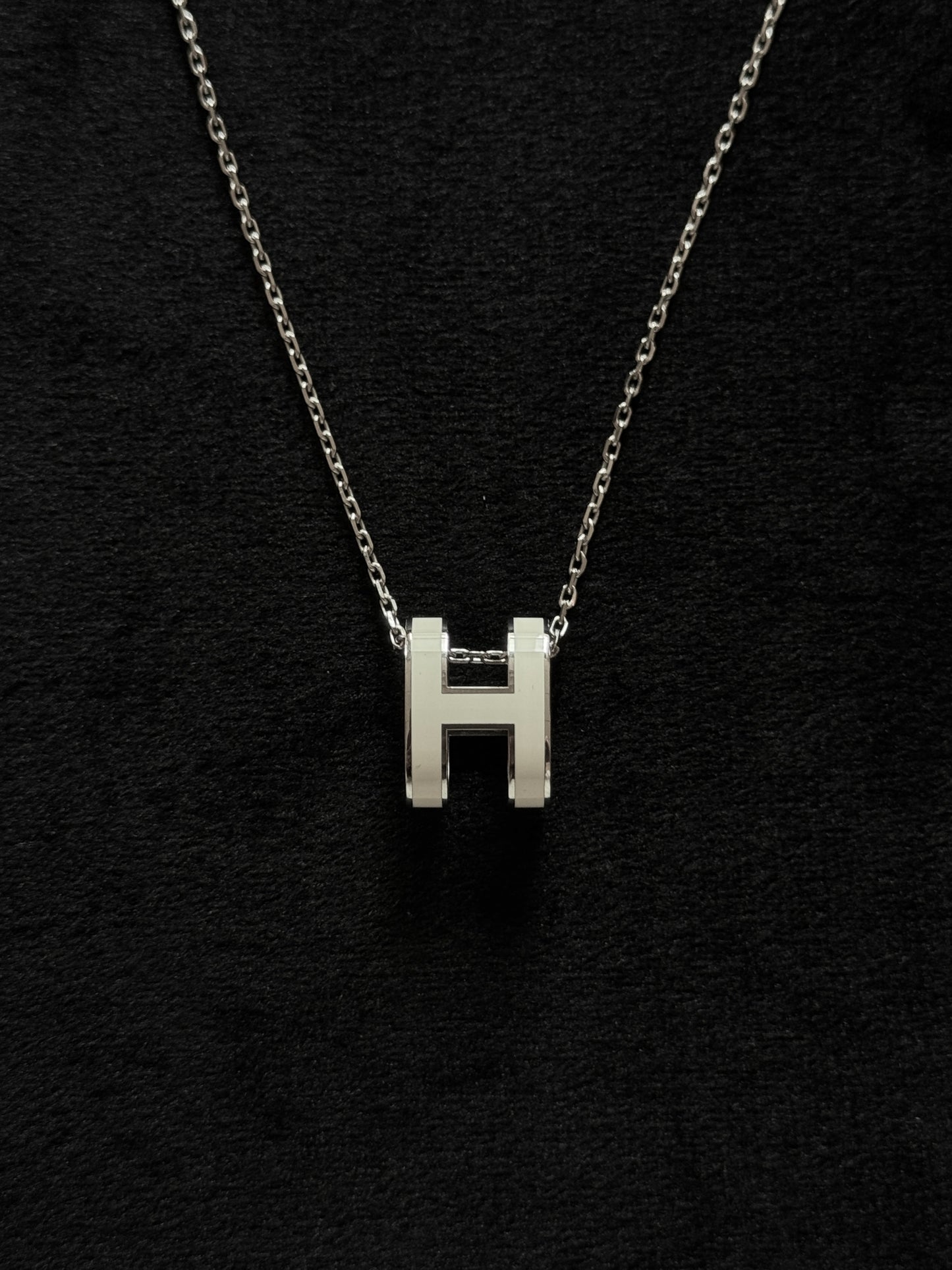 Hermès Pop H White and Silver Pendant Necklace