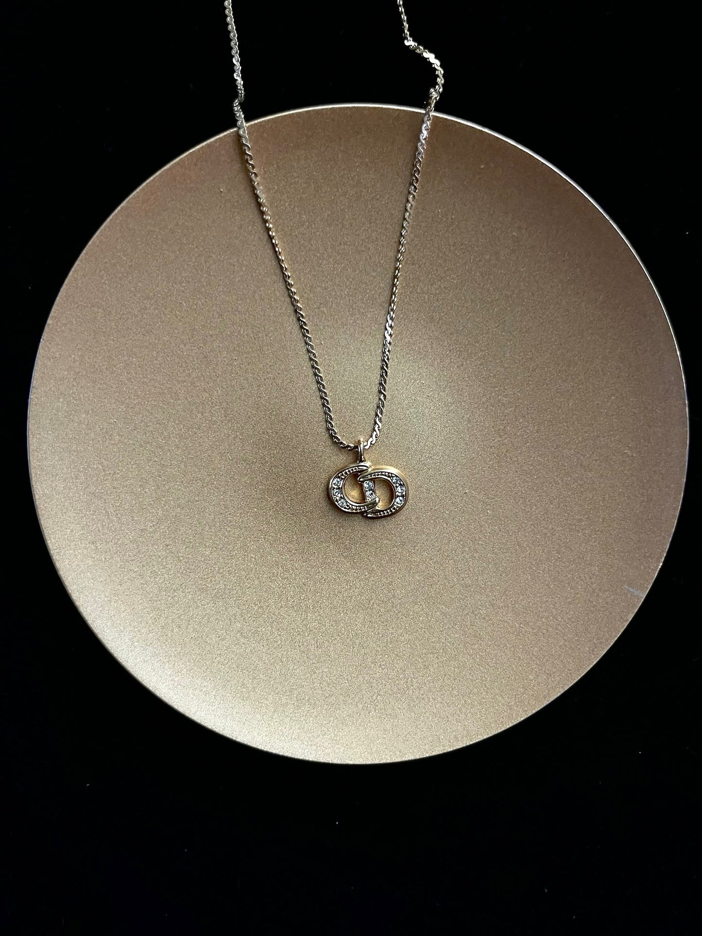 Dior Vintage Gold-Tone Classic CD Crystal Necklace