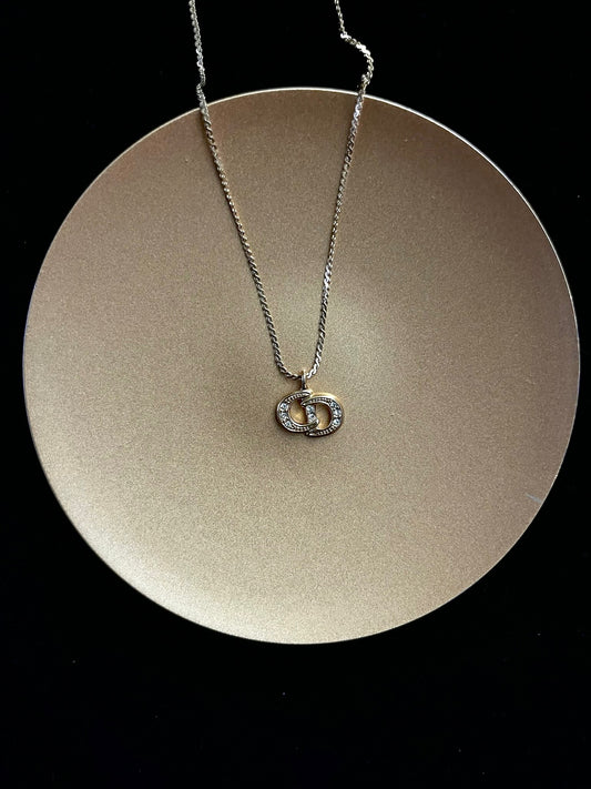 Dior Vintage Gold-Tone Classic CD Crystal Necklace