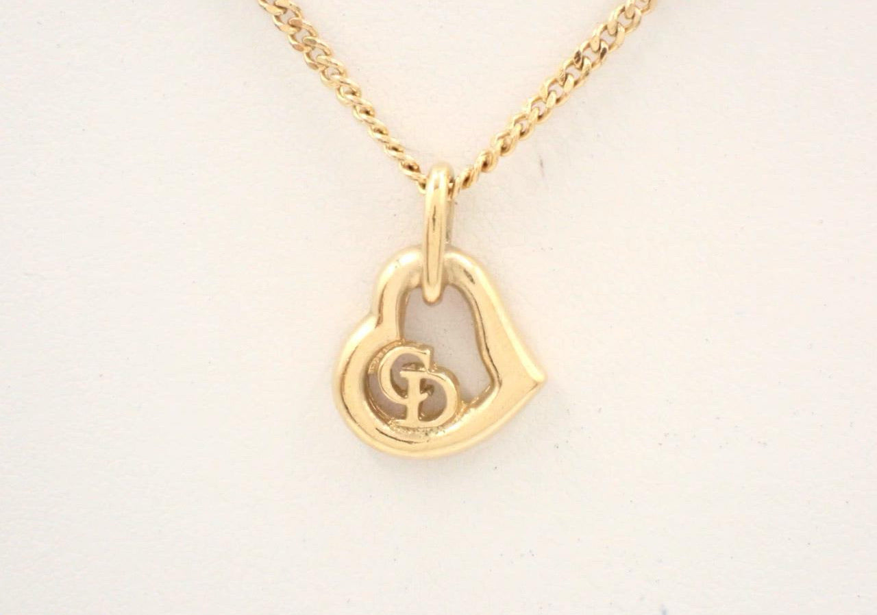 Vintage Dior Hollow Heart CD Adjustable Necklace