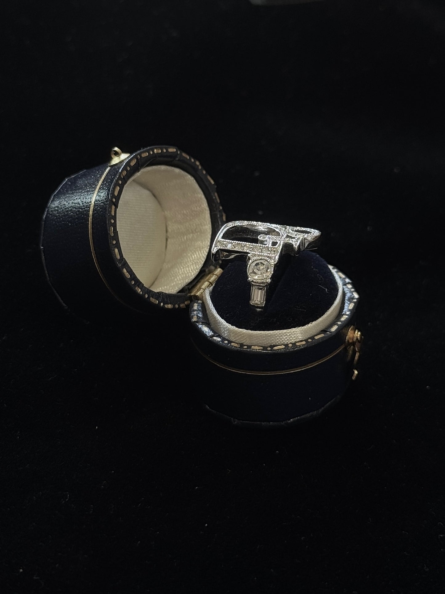 Dior Silver-Tone Rhinestone Logo Ring