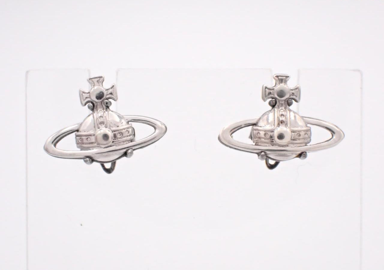 Vivienne Westwood Orb Logo Silver Stud Earrings