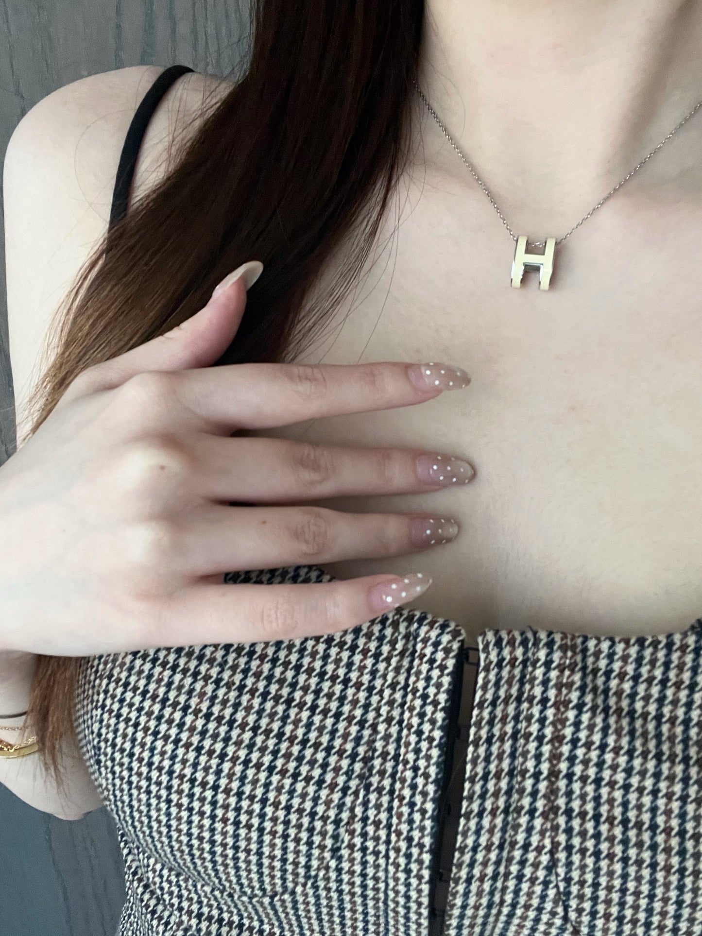 Hermès Large Pop H Necklace in Silver & White