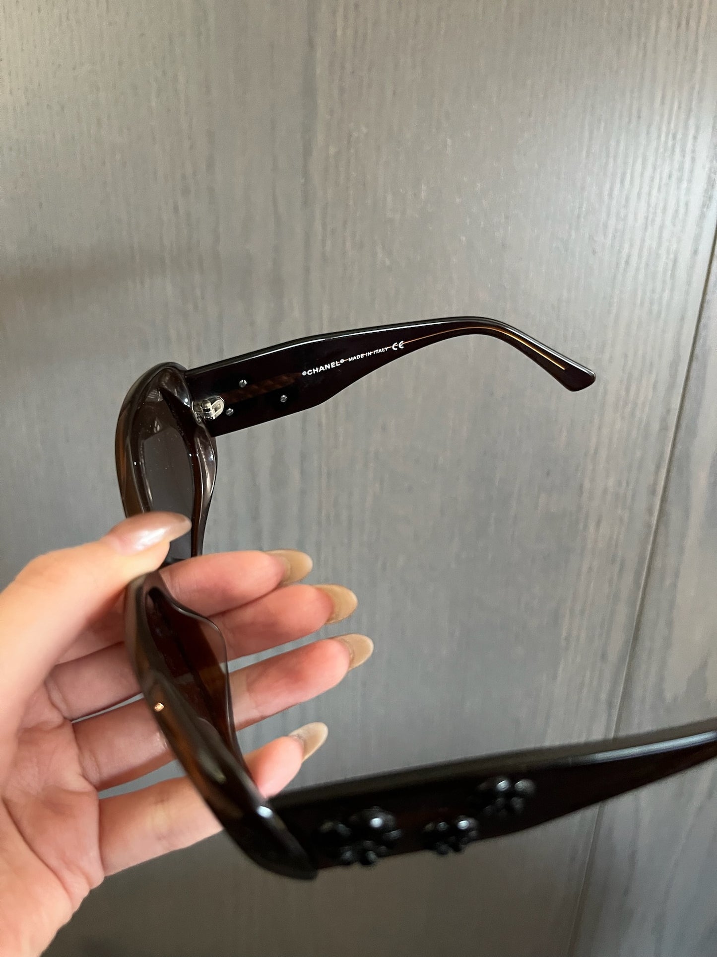 Chanel 1990s Brown Camellia Sunglasses