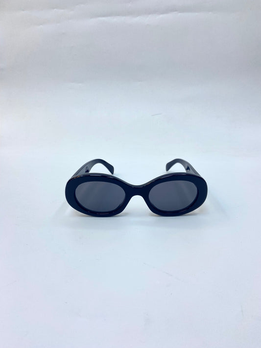 CELINE Oval Sunglasses with Gold Triomphe Temples – Black