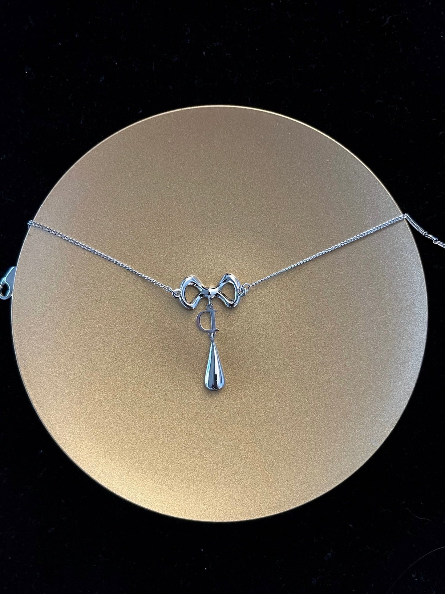 Vintage Dior Crystal Bow Drop Bracelet – Silver Tone