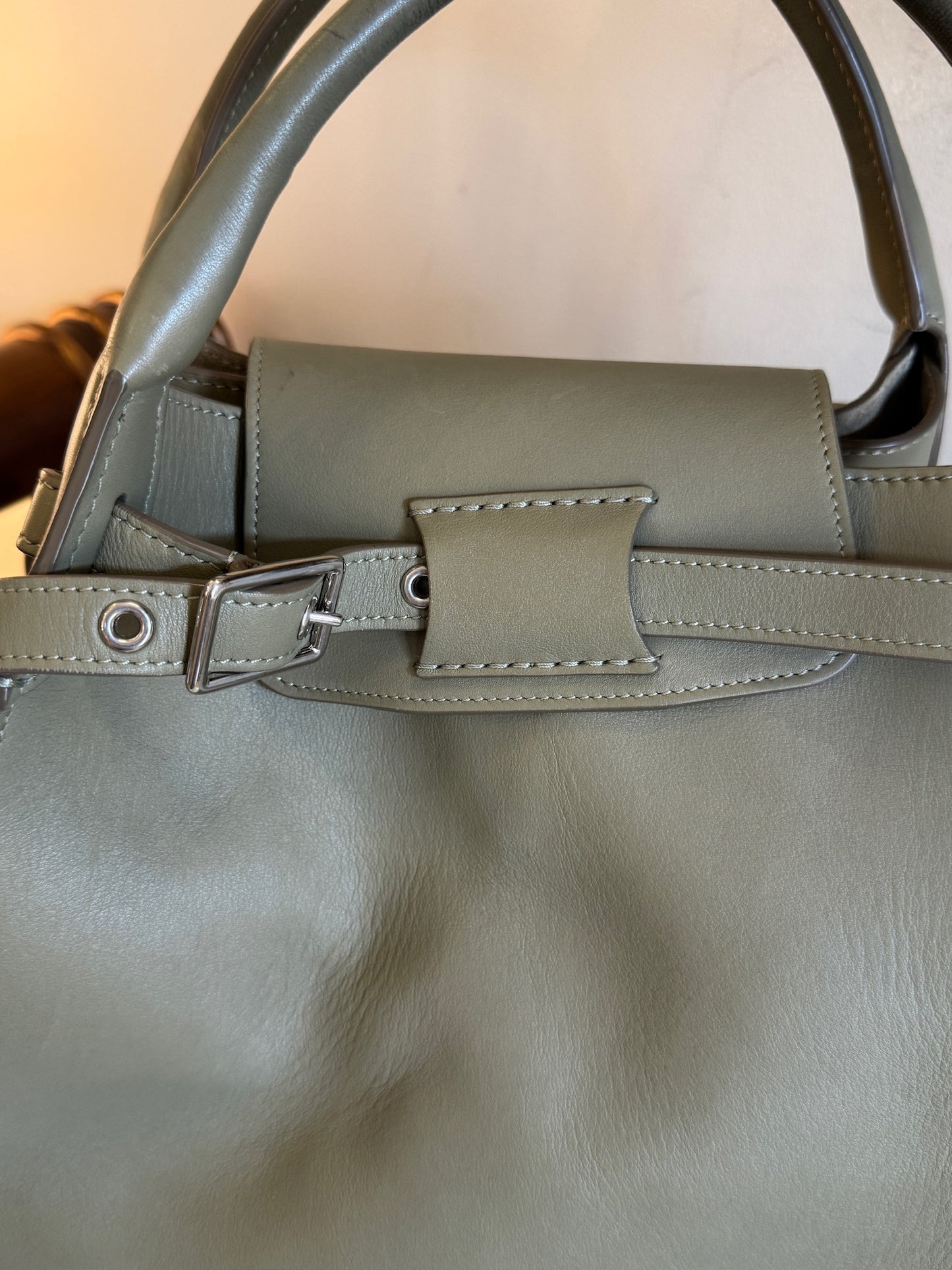 Celine Sage Green Big Bag Bucket Leather Tote