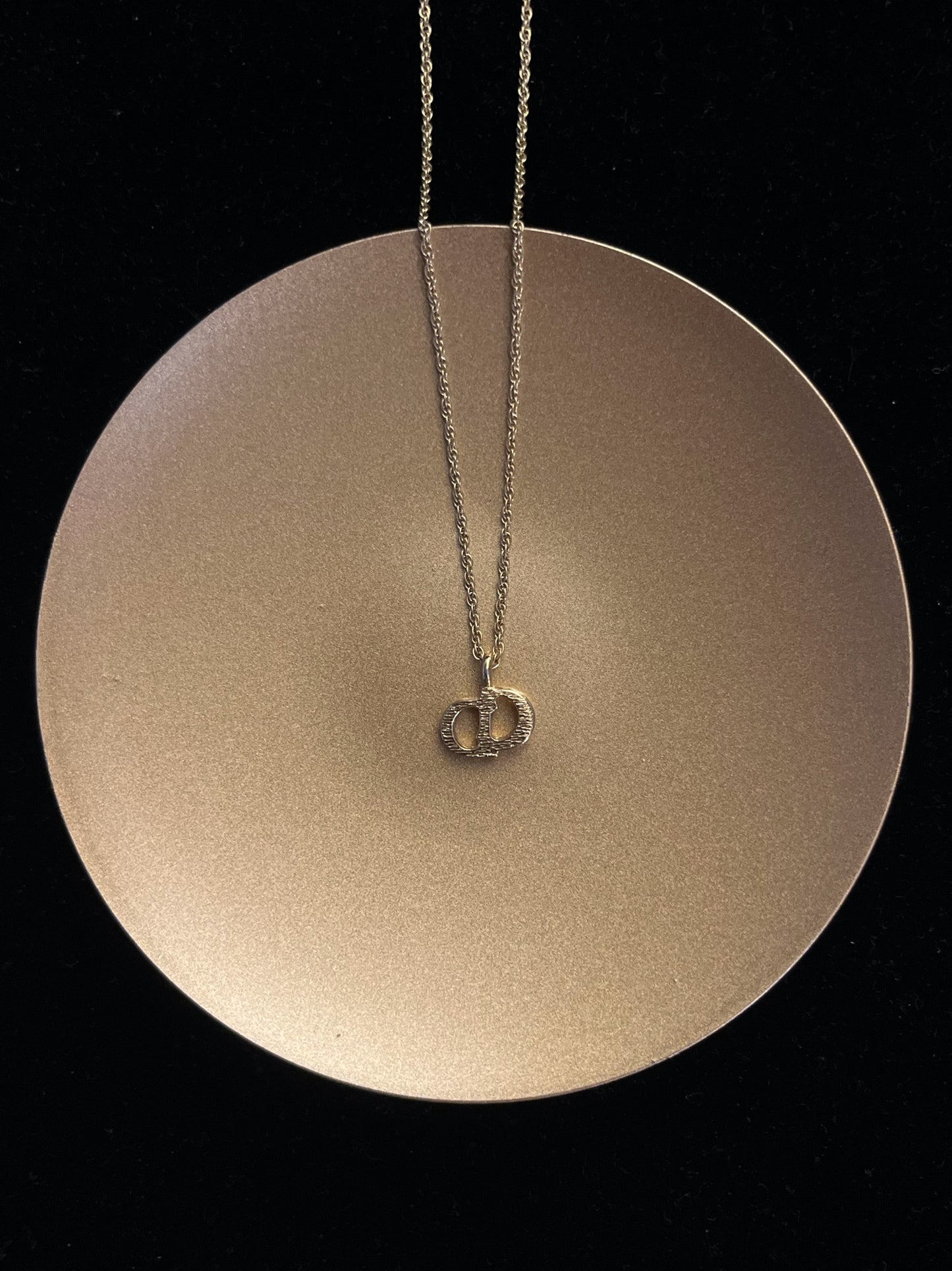 Vintage Dior Gold CD Logo Pendant Necklace