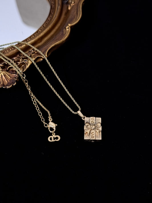 Dior 1980s Gift Shape CD Necklace
