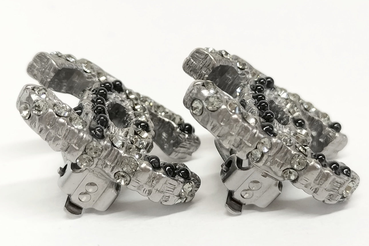 Chanel 2010A Crystal CC Clip-On Earrings