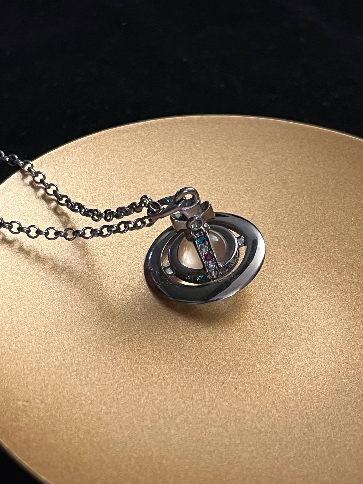 Vintage Vivienne Westwood Gunmetal Orb Pendant Necklace